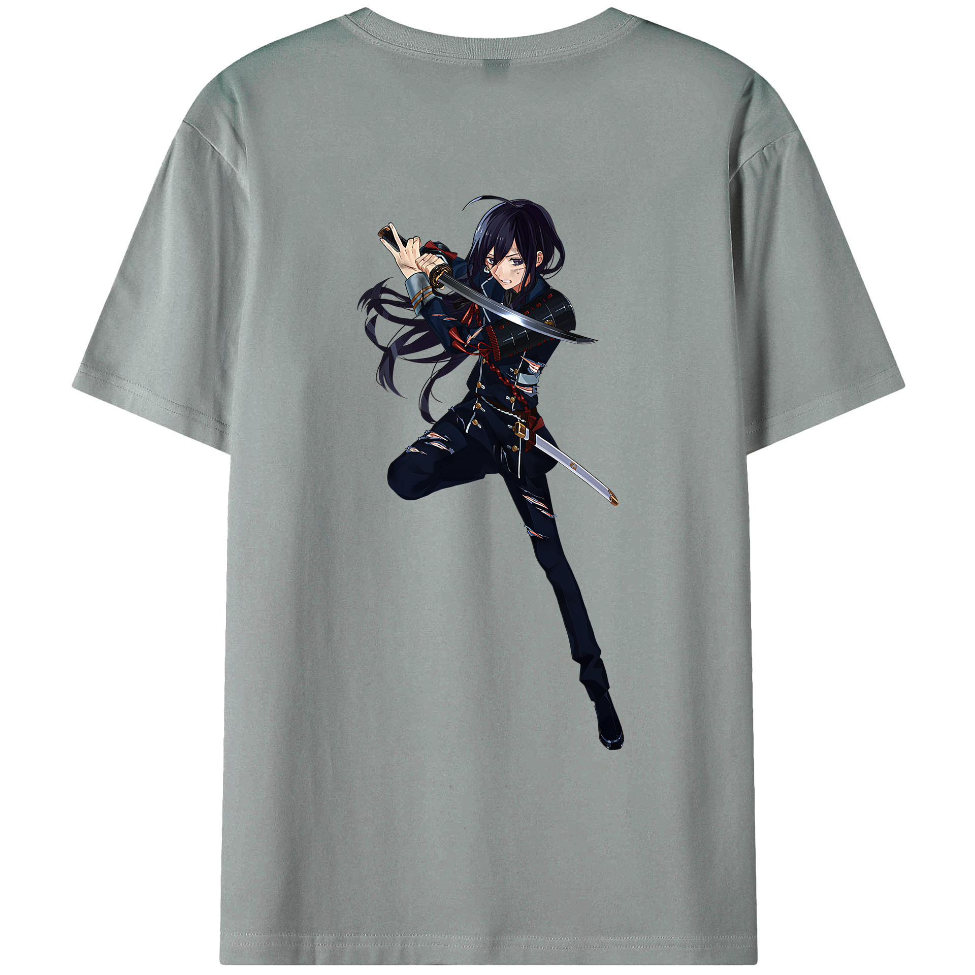 （画像用） 刀剣乱舞 Touken Ranbu 綿100％ メンズ半袖Tシャツ（バックプリント） 通気性